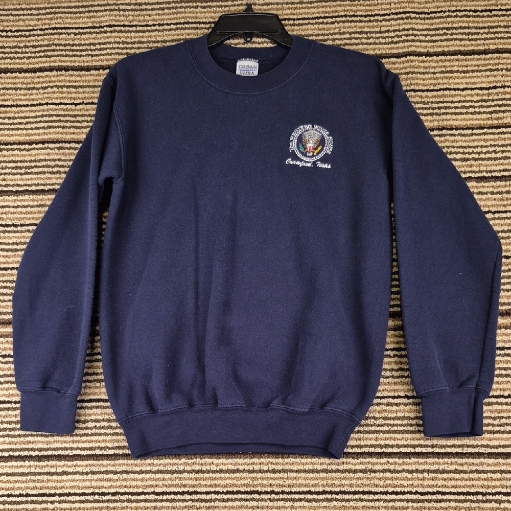 THE WESTERN WHITE HOUSE Crawford Texas Navy‎ Bush Small Mens Crewneck Sweatshirt